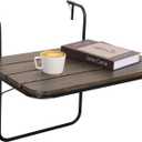 Balcony Railing Table Folding Bar Tables for Railings Adjustable Hanging Railing Bar Tables Outdoor Indoor Patio Baluster Garden Table on Railing Rustic Brown