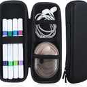 2 PCS Black Hard Pencil Case, Slim Small Pencil Case Hard Shell Pencil Holder Pen Case Organizer Box for USB Cable, Earphone, Fountain Ballpoint Pens (Black)