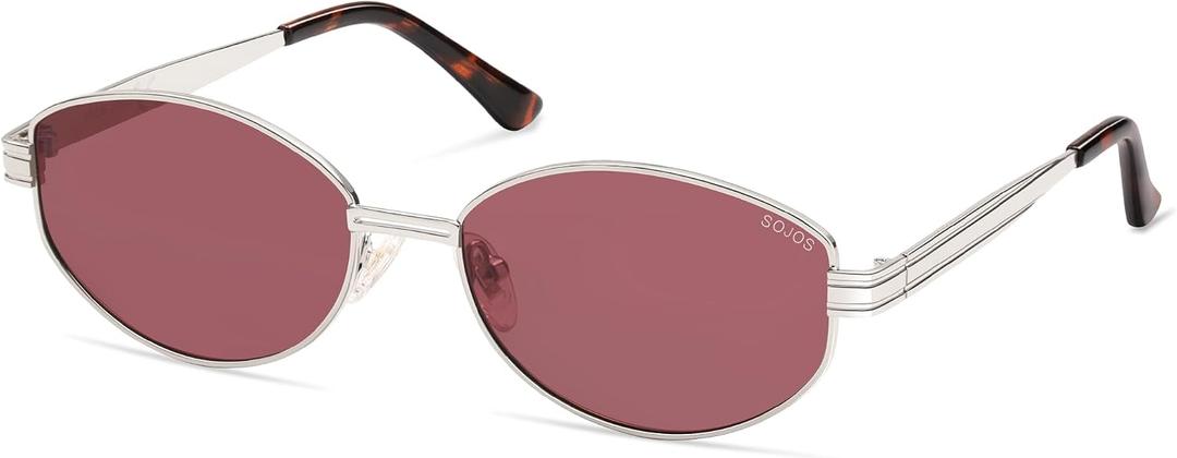 SOJOS Trendy Oval Round Polarized Sunglasses for Women Men, Retro Chic Circle Shades SJ1255