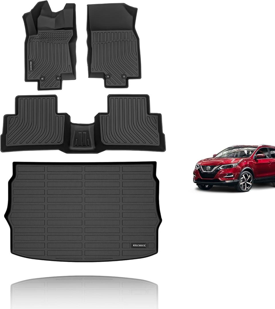 KELCSEECS Floor Mats & Cargo Liner for 2017 2018 2019 2020 2021 2022 Nissan Rogue SportOnly Fit Cargo Mat in Upper Position Car Mats Trunk Mat All Weather Rogue Sport Floor Mats Trunk Liner