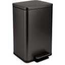 SIMPLI-Magic 13.2 Gallon (50L) Step Trash Can  Kitchen Garbage Can with Slow-Close Lid  Odor Control, Hands-Free, Easy to Clean, Brushed Stainless Steel (Large, Black Gun Metal)
