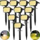 Solar Spot Lights Outdoor 10 Pack, [46 LED/3 Modes] Solar Landscape Spotlights Waterproof, 2-in-1 Auto On/Off Solar Powered Lights for Outside Yard Garden Wall Pathway(Warm White)