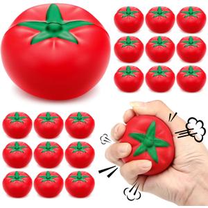 Foilswirl 18 Pcs Tomato Stress Balls 2.56 Inch Tomatoes Squeeze Balls for Adults Stretchy Fruit Stress Relief Sensory Fidget Ball for Office Relax Party Gifts