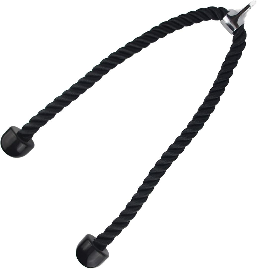 Long Tricep Rope for Home Gym Pulley System,46"/54" Rope Pull Down Attachment, Tricep Rope Cable Attachment, Tricep Pull Down Rope for Public Gym (black)
