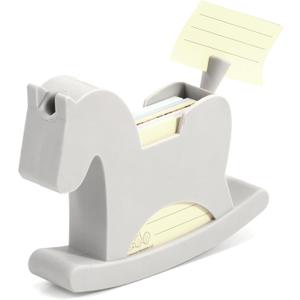 Li&Zhao Wobble Horse Sticky Note Holder Silicone Label Holder Stand, 2026 Year of the Horse Good Luck Stable Rocking Horse Design for Tabletop Organizer, Office Desk Accessory, Home Decoration(Gray)