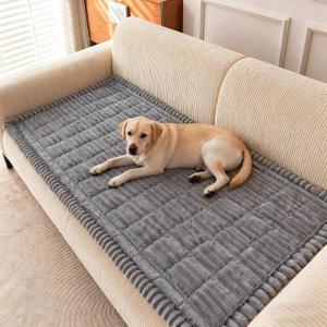 Pet Couch Cover Dogs Washable Non-Slip Couch Protector Fuzzy Dog Sofa Covers for 3 Cushion Dog Friendly Couch Protector Mat for Couches and Sofas Dark Gray, 27.6 x 70.9
