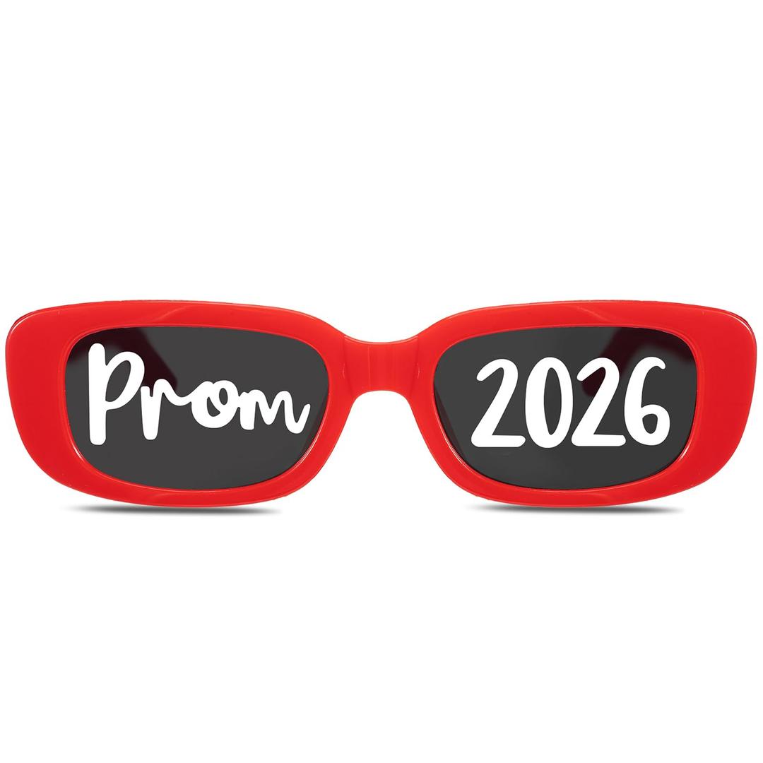 Cuffbow 12 Pcs 2026 Graduation Glasses Prom 2026 Sunglasses Bulk Plastic Eyeglasses Graduation Prom Party Supplies Photo Booth Props (Red)