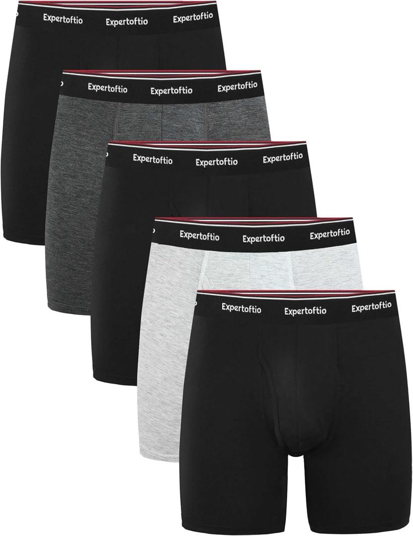 Men's Underwear Viscose from Bamboo Mens Boxer Briefs 6 Inch, Moisture Wicking Underwear for Men Pack, Open Fly (2XL: Grey Black Multi)