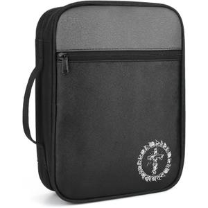 Bible Cover, Bible Carrying Book Case for Women,Protective Church Organizer Holder Bag with Handle Pockets,Christian Gift for Girls Boy and Men Grey