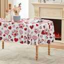 Horaldaily Valentine Tablecloth 6084 Inch Oval, Claws Shaped Love Hearts Washable Table Cover for Party Picnic Dinner Decor (Pink/Red)