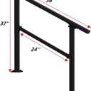 Hand Rails for Outdoor Steps，Stair Handrail & Indoor Stair Railing Kit，Railings for Outdoor Steps for Fence & Outdoor Steps (1, Black-Straight, 3 Step)