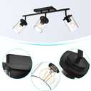 BONLICHT Industrial Vintage Indoor Wall Mount Spotlight 3 Light Modern Semi Flush Mount Ceiling Light Black Adjustable Track Lighting Kit Rustic Bathroom Vanity Light Fixture with Clear Glass Shade