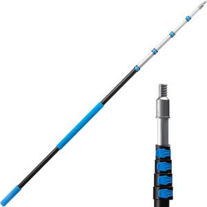 6-30 ft Long Telescopic Extension Pole, Multi-Purpose Extendable Pole with Universal Twist-on Metal Tip, Lightweight Sturdy Aluminum Telescoping Pole for Painting, Dusting and Window Cleaning