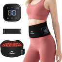 Morfone Red Light Therapy Belt, Cordless Infrared Light Therapy Pad for Body Heating Vibration Rechargeable Waist Wrap with Controller/Timer, 660nm&850nm, for Back Shoulder Muscle Pain Relief, Black 