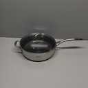 DELUXE Hybrid Nonstick 3.7 Qt Deep Sauté Pan with Lid, Stainless Steel Skillet with Stay-Cool Handles, Dishwasher and Oven-Safe, Deep Frying Pan, Compatible with All Cooktops