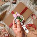 2 x Christmas Tree Badge Reels - Christmas Pink Bow Badge Holder Retractable Clip with Glitter Tree Design, Sparkling Colored Lamp Tree Badge Reels for Nurse Doctor, Holiday Name Tag for Office