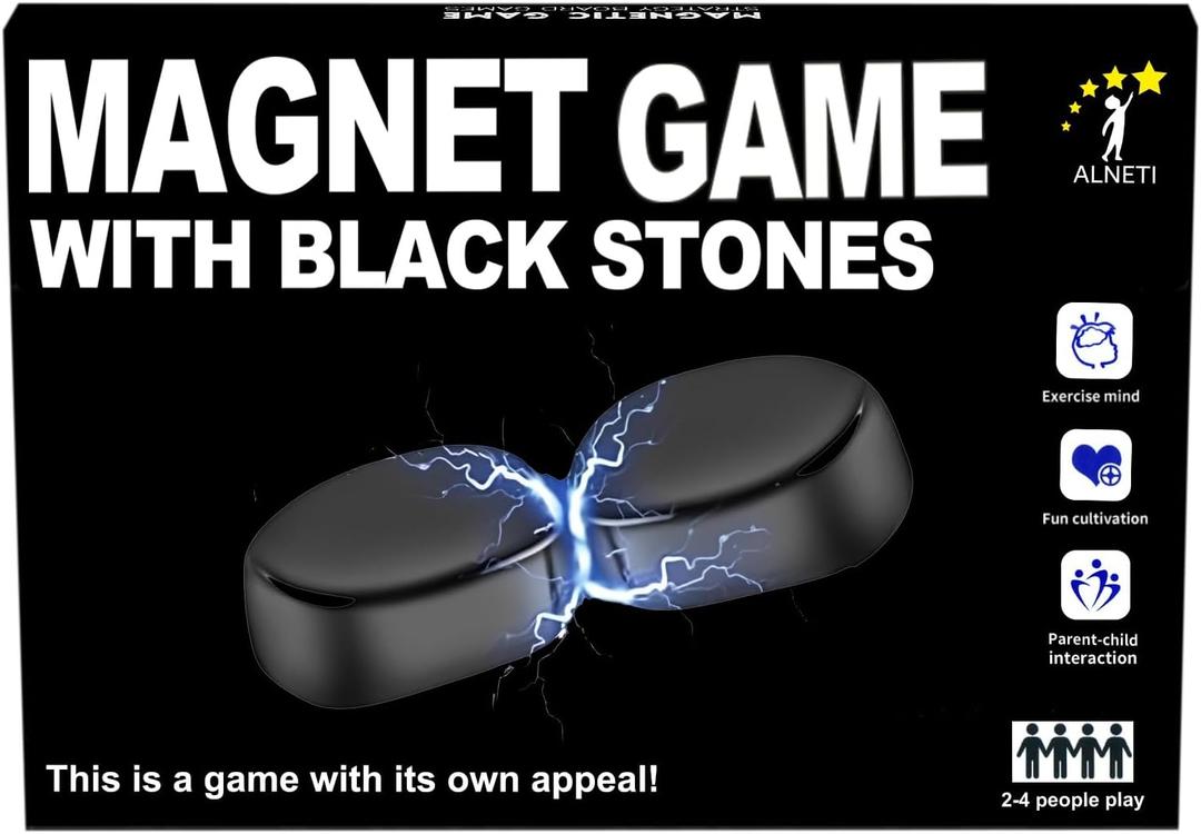 Magnet Game with String Travel Size - Magnetic Chess Set with Stones for Family Night - Fun Portable Two Player Magnet Rocks for Teens - Magnetic Games for Adults and Kids