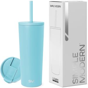 Simple Modern Insulated Tumbler with Lid and Straw | Iced Coffee Cup Reusable Stainless Steel Water Bottle Travel Mug | Gifts for Women Men Her Him | Classic Collection | 24oz | Nantucket Tides