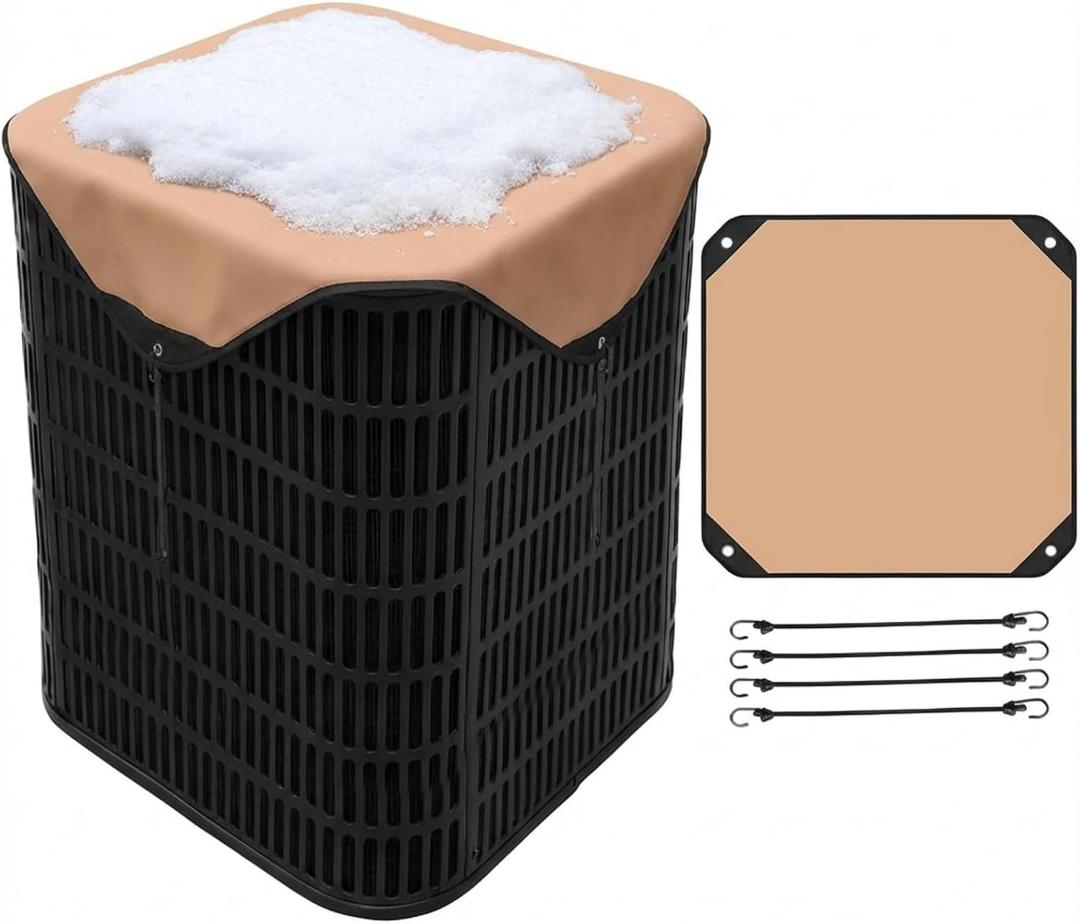 Windyun Winter Air Conditioner Cover AC Cover for Outside 36x36 Inch Universal Waterproof Units 600d Oxford Fabric Sturdy Central Defender Fits Most Central Protects from Rain Snow Leaves Sun (Khaki)
