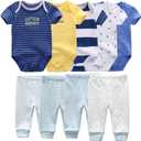 Kiddiezoom Baby Layette Set Baby Boys' 9-Piece Bodysuits Pants Set Toddler Girl Boy Unisex Baby Gift Sets (0-3 Months, Multicolor)