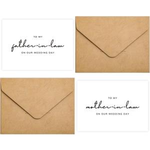 2 x Set of 2 To My Father/Mother In Law On Our Wedding Day Card, Father/Mother In Law Of The Bride/Groom Gifts.