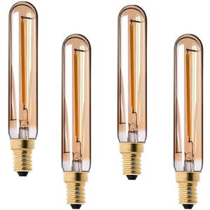 Lxcom Lighting E12 LED Bulb Dimmable Candelabra Light Bulbs Soft Warm 2200K T20 Tubular Shape Amber Glass 10W Incandescent Replacement Edison Bulb for Chandelier Pendant Lighting, 4 Pack