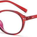 LJCZKA Oval Blue Light Blocking Glasses for Women Vintage Oval Frame Glasses Nerd Y2K Eyewear Anti Glare Computer Eyeglasses (Red)