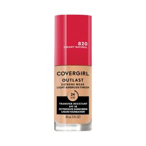 Covergirl Outlast Extreme Wear 3-in-1 Full Coverage Liquid Foundation, SPF 18 Sunscreen, Creamy Natural, 1 Fl. Oz.