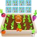 2 x Skrtuan Montessori Toys for Toddlers 3 4 5 Years Old Boys Girls Baby, Wooden Toy Carrot Harvest Game, Educational Toys Shape Sorting Matching Puzzle, Memory Game Fine Motor Skill Gifts for Kids 3-5
