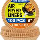 Air Fryer Paper Liners Disposable: 8 Inch Max Xl Large Cooker Air Fryer Disposable Paper Liners, 100Pcs Oil Proof Parchment Sheets Round Basket Bowl Liner for Baking Cooking Food from vailnd