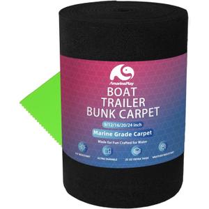 Bunk Carpet for Boat Trailer, 16 Inch Wide x 20ft Marine Carpet for Trailer Bunk Boards, Boat Lift Bunks, Runners, Outdoor Marine Grade Saltwater&Wear-Resistant Jet Ski Pontoon Bunker Cover Black