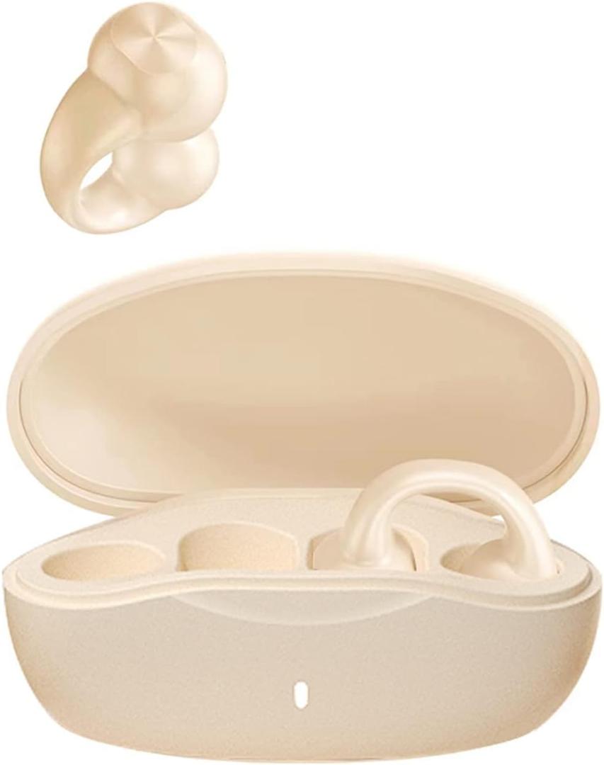 Open Ear Headphones Wireless Bluetooth Ear Clip Bone Conduction Headphones Bluetooth Clip On Headphones Earclip Wireless Bluetooth Bone Conduction Earbuds Earphones Head Set Bone Ear Buds Nude