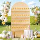 5.9 ft 4-Tier Champagne Wall Holder, Wooden Champagne Wall Holds 32 Flutes, Foldable Champagne Wall Display with Hinged Design for Wedding (Foldable Hinged Version)