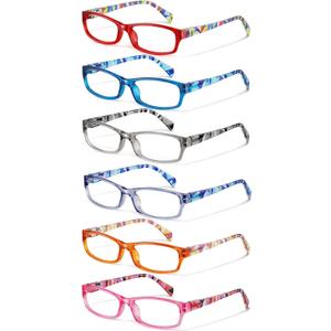 5Pack Reading Glasses for Women - Blue Light Blocking Spring Hinge Computer Readers Anti Glare UV Eyeglasses (2.0 X, Mix6)