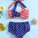 Aalizzwell Baby Girl Bathing Suit, Toddler Girls Two Piece Swimsuit Halter Top Bikini Bottoms Swimming Suit 2-3T