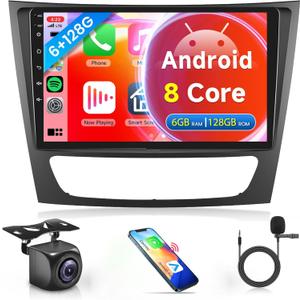 8 Core 6G+128G Android Stereo Radio Carplay for Mercedes Benz E Class W211 E200 CLS E320 E500 E350 W219 2002-2010, Rimoody 9 Inch Touchscreen GPS DSP-36 BT/FM/RDS59-UI Themes Camera
