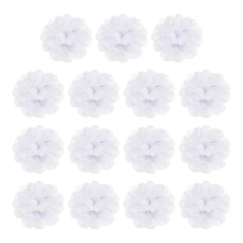 YELARXI Chiffon Flowers, Sewing Fabric Appliques, Chiffon Flowers Appliques - Fitting for (Women/DIY Crafts/Headbands/Hair Accessories/Wedding/Party/Corsage) 3 Inch & 15 Pack & Light White