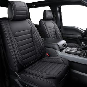 YIERTAI Seat Covers Compatible with Ford F-150 for 2009-2025 2026 F150 2017-2025 2026 F250 F350 F450 XLT Supercab Crew Cab Supercrew Waterproof Leather Trucks Seat Covers(5 PCS Full Set/Black)