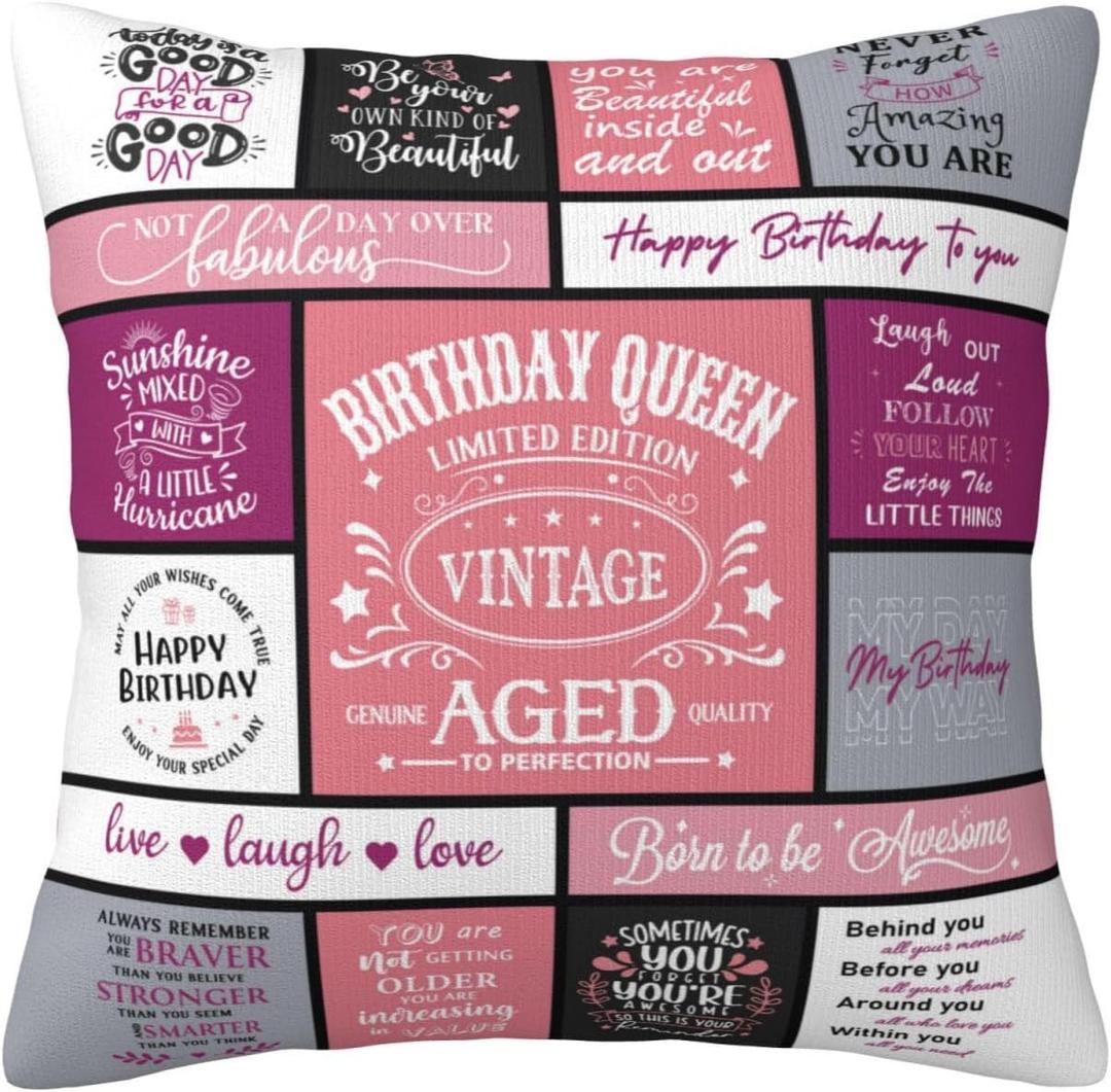 Birthday Gifts for Women Best Friend, Birthday Decorations/Presents for Woman Mom Daughter, Christian Birthdays Gifts for Wife/Sister/Grandma/Aunt Backdrop Throw Pillow Covers 18 x 18 Inch