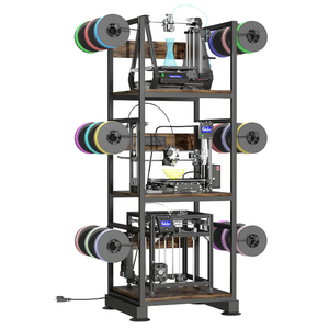 3-Tier 3D Printer Stand, Rack with Filament Storage, Retro Brown