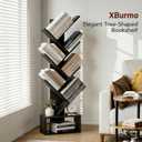 XBurmo 6 Tier Tree Bookshelf - Small Bookcase, Compact Book Tower with Drawer, Corner Bookshelf for Bedroom, Living Room and Home Office Storage, Black