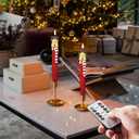 2 x DRomance Christmas Flameless Taper Candles Battery Operated with Remote and Timer Real Wax LED Flickering Taper Candles 3D Wick Hand-Colored Painted Deer Holiday Indoor Decor(2 Pack, 0.79 x 11.4)
