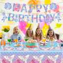 92Pcs Mermaid Birthday Party Decoration Set, Mermaid Party Supplies Including Banners, Plates, Cutlery, Tablecloths, Ocean Themed Birthday Party Decorations