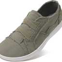 XIHALOOK Slip Ons Women's Fashion Sneakers Casual Canvas Shoes Flats Minimalist Barefoot Shoes Green, 8.5 Wide