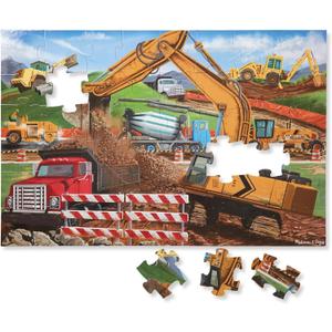 Melissa & Doug Building Site Floor Puzzle, 48 pc Jumbo Jigsaw Puzzle, Educational Screen Free Activity for Toddler, Preschoolers and Kids Ages 3+ (2 x 3 Feet) - FSC Certified