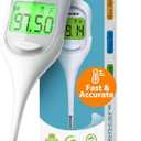 Boncare 9 Seconds Basal Body Thermometer for Ovulation, Oral Thermometer for Adults and Kids - Accurate Rectal Thermometer, with Fever Alarm and Large Display (Rice-White)