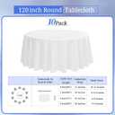 10 Pack Round Tablecloths - 120 Inch, White Polyester Table Cover for Round Table, Stain and Wrinkle Resistant Washable Fabric Table Cloth, Polyester Tablecloth for Wedding Banquet Parties