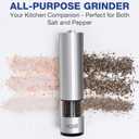 Epar Salt or Pepper Grinder Mill Electric Battery Operated Stainless Steel Mill with LED Light, Adjustable Ceramic Core, and One-Hand Push Button for Effortless Seasoning and Cooking