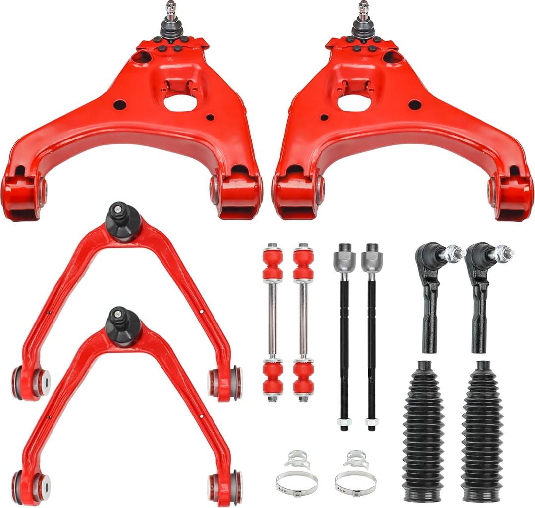 RWD 12pc Front End Suspension Kit for 1999-2006 GMC Sierra Chevy Silverado 1500 RWD, Upgraded PU Bushings - Control Arm Ball Joints, Tie Rod Ends, Sway Bar Links Complete Set