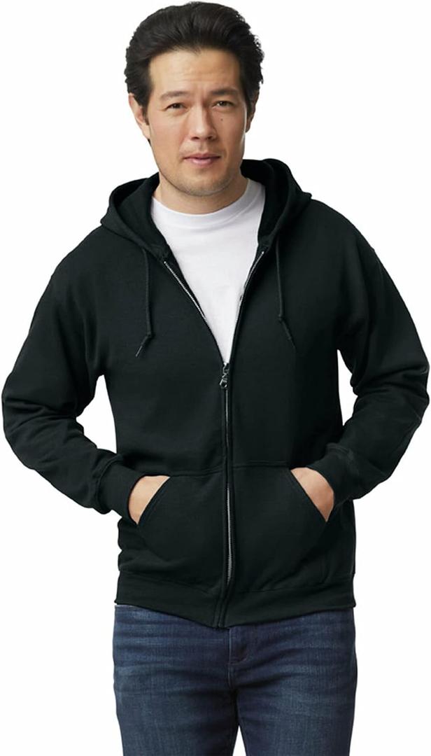 Gildan unisex-adult Fleece Zip Hoodie Sweatshirt, Style G18600, Multipack (Black, XL)
